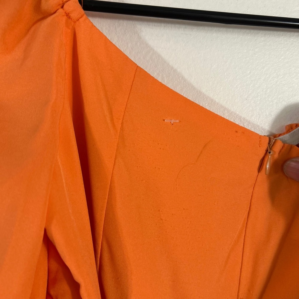 Unbranded Romper Womens Small Orange Off Shoulder Balloon Sleeve Ruffle - Picture 6 of 7
